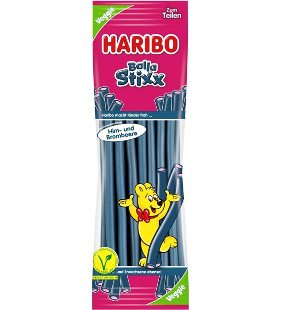 HARIBO 200G BALLA STIXX HIMBBEERE BROMBEE
