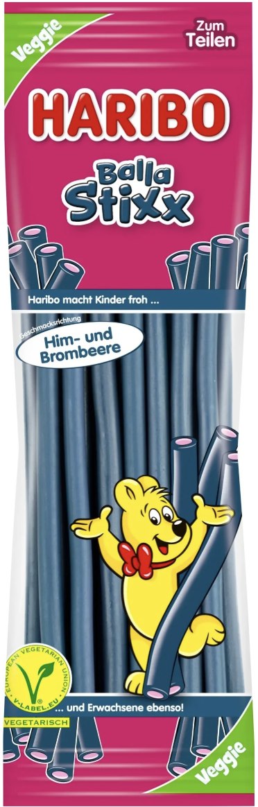 HARIBO 200G BALLA STIXX HIMBBEERE BROMBEE