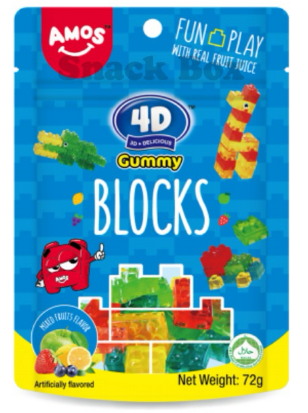 4D Żelki Bloczki - Mieszanka Owocowa |2x12x72g|