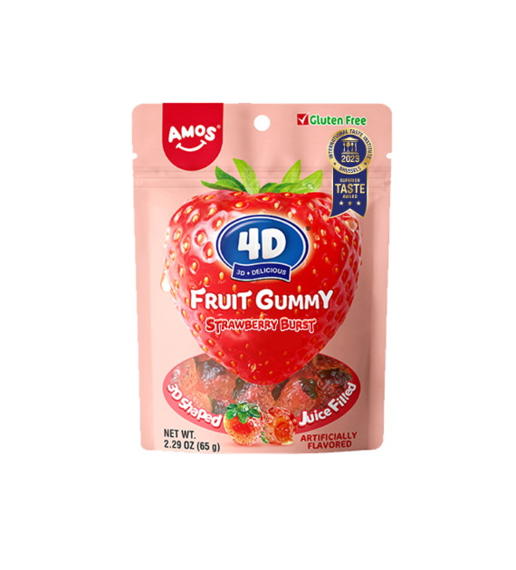 4D Owocowe Żelki - Truskawka | 2x12x65g |