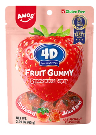 4D Owocowe Żelki - Truskawka | 2x12x65g |