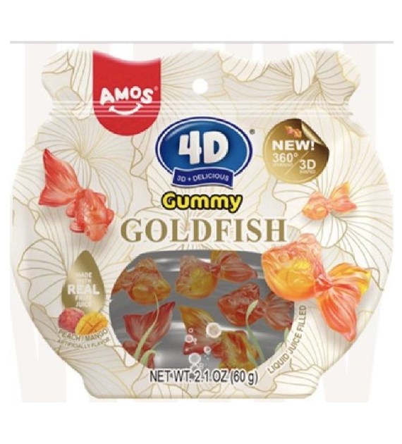 4D Żelki Złota Rybka Mango & Brzoskwinia|2x12x60g|