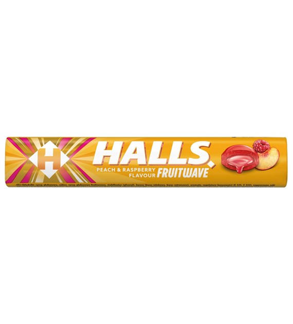 HALLS 45G FRUITWAVE PEACH & RASPBERRY