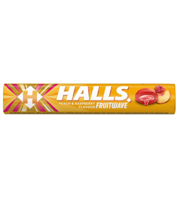 HALLS 45G FRUITWAVE PEACH & RASPBERRY