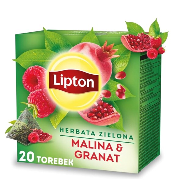 LIPTON 20T HERBATA ZIELONA MALINA & GRANAT /12
