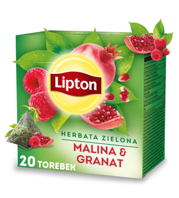 LIPTON 20T HERBATA ZIELONA MALINA & GRANAT /12