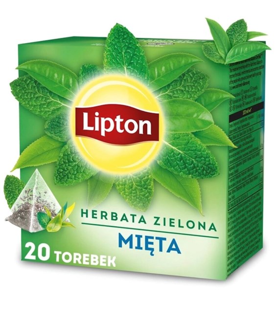 LIPTON 20T HERBATA ZIELONA MIĘTA /12