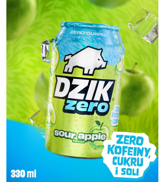 DZIK® ZERO CAFFEINE ZERO KALORII SOUR APPLE 330 ML