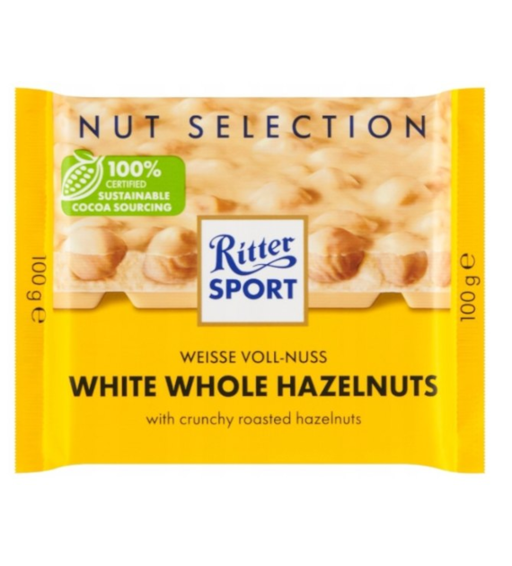 Ritter Sport biała z całymi orzechami 100g